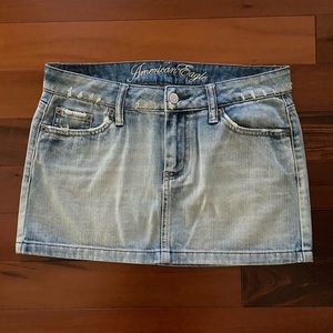 [American Eagle] Distressed Light Blue Denim Skirt